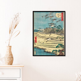 Plakat w ramie Utugawa Hiroshige Gęsi w Shirahige. Reprodukcja obrazu