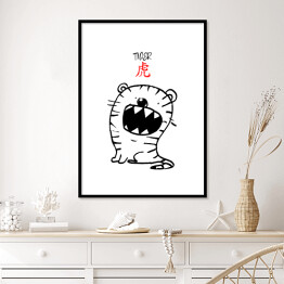 Plakat w ramie Chińskie znaki zodiaku - tygrys
