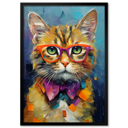 Obraz klasyczny Nowoczesny obraz rudy kot w okularach - portret fantasy