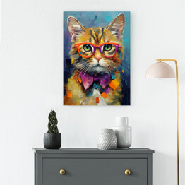Obraz na płótnie Nowoczesny obraz rudy kot w okularach - portret fantasy