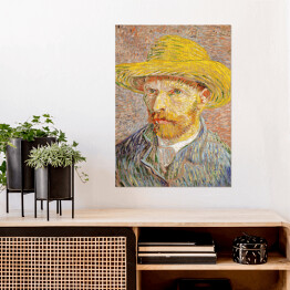 Plakat samoprzylepny Vincent van Gogh Autoportret w słomkowym kapeluszu. Reprodukcja