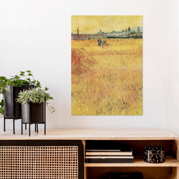 Plakat samoprzylepny Vincent van Gogh Pole pszenicy z widokiem na Arles. Reprodukcja obrazu