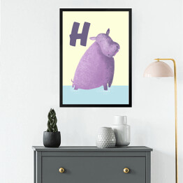 Obraz w ramie Alfabet - H jak hipopotam