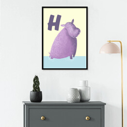 Plakat w ramie Alfabet - H jak hipopotam