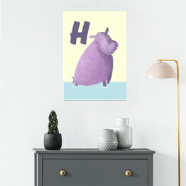 Plakat samoprzylepny Alfabet - H jak hipopotam