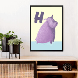 Obraz w ramie Alfabet - H jak hipopotam