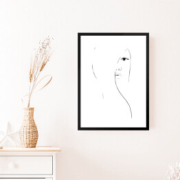 Obraz w ramie Kontur twarz kobiety - minimalistyczna grafika, czarno-biała