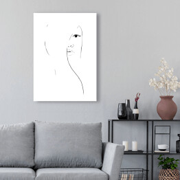 Obraz klasyczny Kontur twarz kobiety - minimalistyczna grafika, czarno-biała