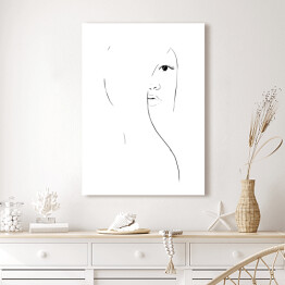 Obraz na płótnie Kontur twarz kobiety - minimalistyczna grafika, czarno-biała