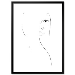 Obraz klasyczny Kontur twarz kobiety - minimalistyczna grafika, czarno-biała
