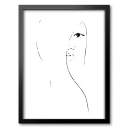 Obraz w ramie Kontur twarz kobiety - minimalistyczna grafika, czarno-biała