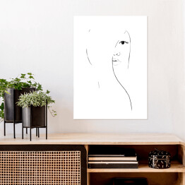 Plakat Kontur twarz kobiety - minimalistyczna grafika, czarno-biała