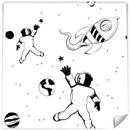 Tapeta samoprzylepna w rolce Czarno-biali astronauci
