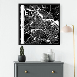 Obraz w ramie Amsterdam - mapy miast świata - czarny