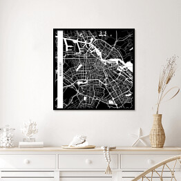 Plakat w ramie Amsterdam - mapy miast świata - czarny