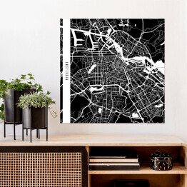 Plakat samoprzylepny Amsterdam - mapy miast świata - czarny