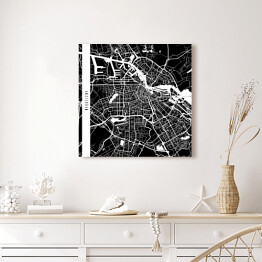 Obraz na płótnie Amsterdam - mapy miast świata - czarny