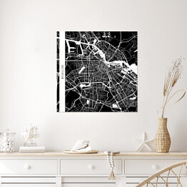 Plakat samoprzylepny Amsterdam - mapy miast świata - czarny