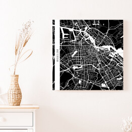 Obraz na płótnie Amsterdam - mapy miast świata - czarny