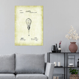 Plakat samoprzylepny T. A. Edison - żarówka - patenty na rycinach vintage