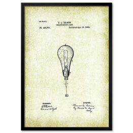 Obraz klasyczny T. A. Edison - żarówka - patenty na rycinach vintage