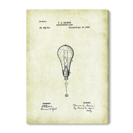 Obraz na płótnie T. A. Edison - żarówka - patenty na rycinach vintage