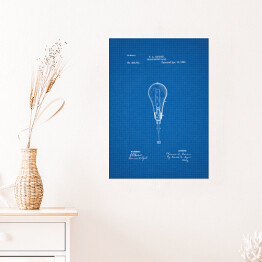 Plakat T. A. Edison - żarówka - patenty na rycinach blueprint