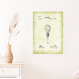 Plakat T. A. Edison - żarówka - patenty na rycinach vintage