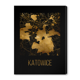Obraz na płótnie Czarno złota mapa - Katowice