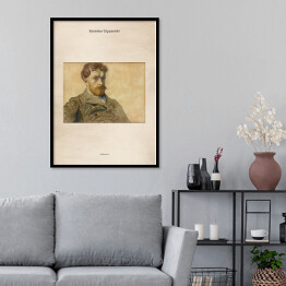 Plakat w ramie Stanisław Wyspiański "Autoportret" - reprodukcja z napisem. Plakat z passe partout