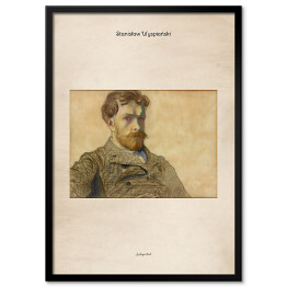 Plakat w ramie Stanisław Wyspiański "Autoportret" - reprodukcja z napisem. Plakat z passe partout