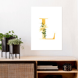 Plakat Roślinny alfabet - litera L jak lilia