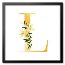 Obraz w ramie Roślinny alfabet - litera L jak lilia