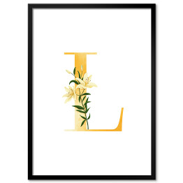 Plakat w ramie Roślinny alfabet - litera L jak lilia