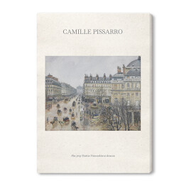 Obraz na płótnie Camille Pissarro "Plac przy Teatrze Francuskim w deszczu" - reprodukcja z napisem. Plakat z passe partout