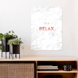 Plakat "Time to relax" - stylowa typografia na jasnym marmurze