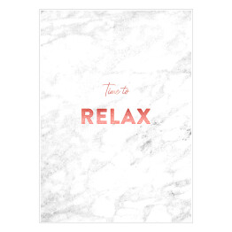 Plakat samoprzylepny "Time to relax" - stylowa typografia na jasnym marmurze