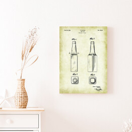 Obraz na płótnie Rysunek patentowy sepia butelka na piwo. Plakat rycina w stylu vintage retro 
