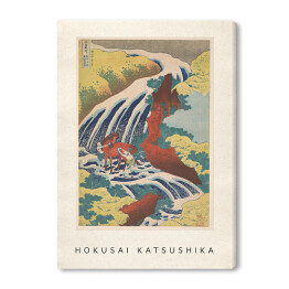 Obraz na płótnie Hokusai Katsushika "Yoshitsune Falls from the series Famous Waterfalls in Various Provinces" - reprodukcja z napisem. Plakat z passe partout