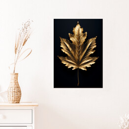 Plakat samoprzylepny Czarno złoty liść