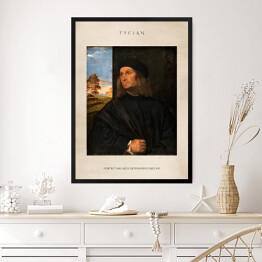 Obraz w ramie Tycjan "Portret malarza Giovanniego Bellini" - reprodukcja z napisem. Plakat z passe partout