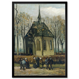 Plakat w ramie Vincent van Gogh Kościół Reformowany w Nuenen. Reprodukcja