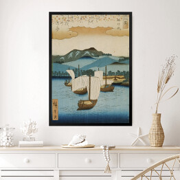 Obraz w ramie Utugawa Hiroshige Returning Sails at Yabase. Reprodukcja obrazu