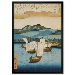 Plakat w ramie Utugawa Hiroshige Returning Sails at Yabase. Reprodukcja obrazu