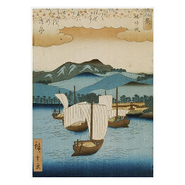 Plakat Utugawa Hiroshige Returning Sails at Yabase. Reprodukcja obrazu