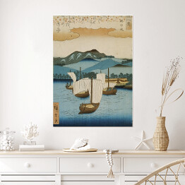 Plakat samoprzylepny Utugawa Hiroshige Returning Sails at Yabase. Reprodukcja obrazu