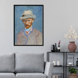Plakat w ramie Vincent van Gogh Autoportret w szarym słomkowym kapeluszu. Reprodukcja