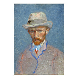 Plakat samoprzylepny Vincent van Gogh Autoportret w szarym słomkowym kapeluszu. Reprodukcja