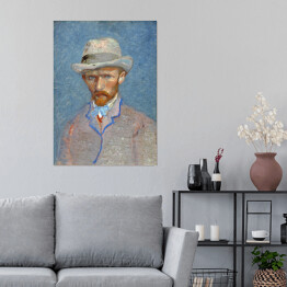Plakat samoprzylepny Vincent van Gogh Autoportret w szarym słomkowym kapeluszu. Reprodukcja