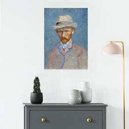 Plakat Vincent van Gogh Autoportret w szarym słomkowym kapeluszu. Reprodukcja